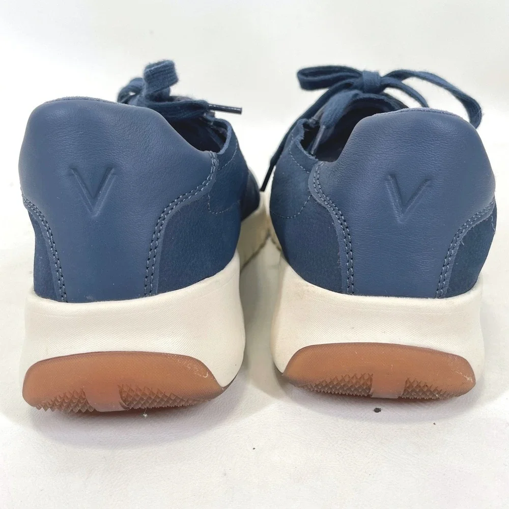 Vionic Uptown Sneaker Navy Blue Leather Lace Up Walking Shoes Womens Size 10